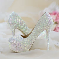 bridal jelly rhinestone platform high heel pumps bling bling color intrigue crystal wedding shoes woman night club banquet shoes