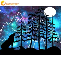 chenistory 60x75cm oil painting by numbers wolf landscape diy paint by numbers on canvas frameless handpaint home decor gift