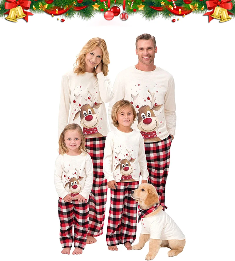 

Семейная Рождественская Пижама, подходящий комплект 2022, олень, взрослый, детский, детский, собака, рождественские Семейные наряды, Рождеств...
