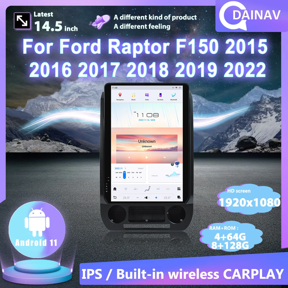 

14.4 Inch Car Radio HD For Ford Raptor F150 2015-2022 Android 11 Full Touch Screen LCD Car Multimedia Player GPS Navigation