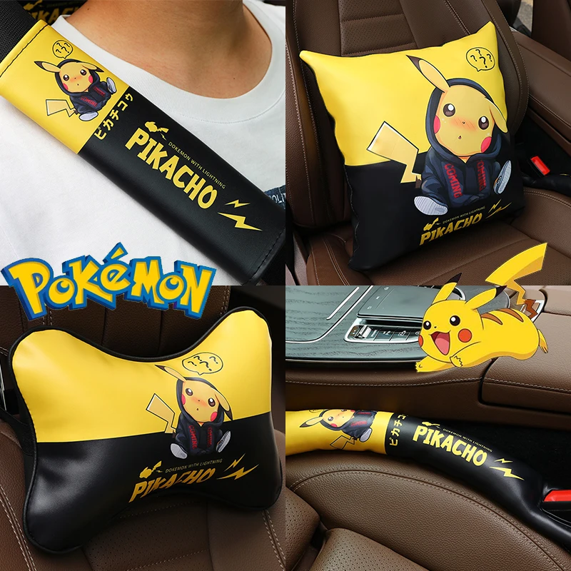 

Pokemon Car Set Neck Headrest Pillow Pikachu Support Cushion Memory Foam Slow Rebound Guard Lumbar Pillow Universal Various GIft