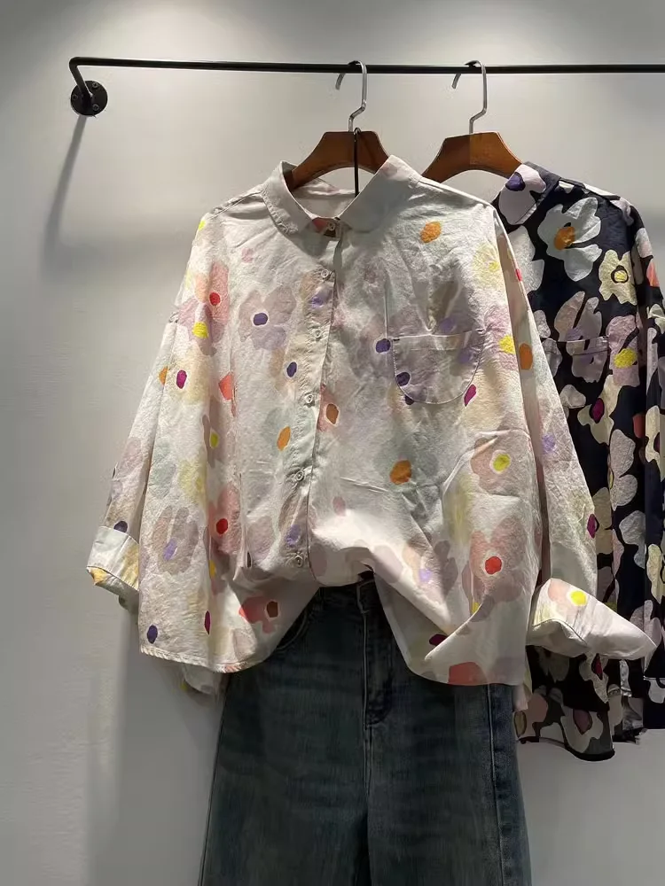 Бюст 144 см топы большого размера женские осенние японские модные рубашки в стиле