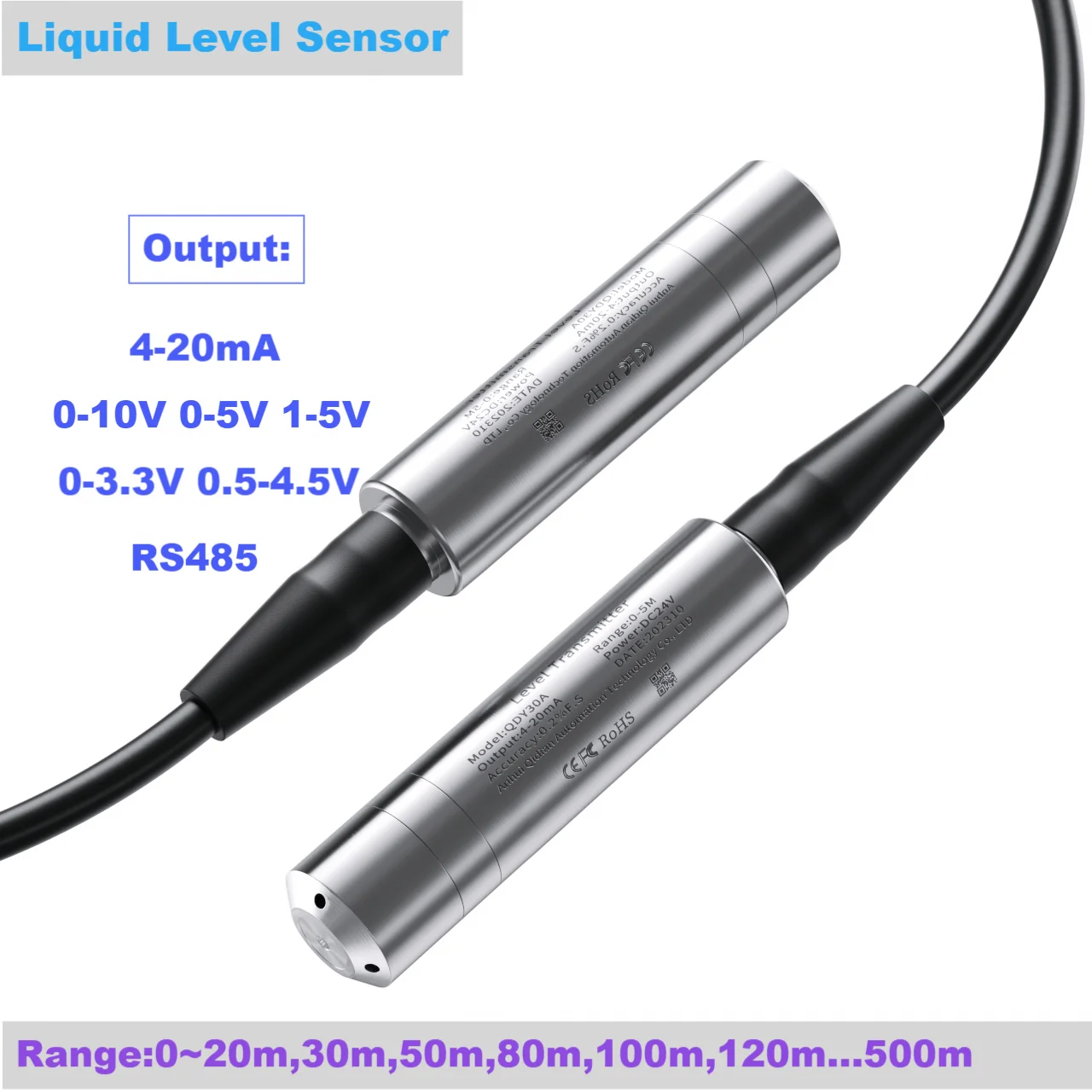 Датчик уровня жидкости 50 м для глубокой скважины датчик воды 20 25 4-20 мА 0-10 В 0-3 3 55 70
