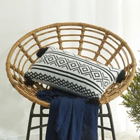 home decor nordic chenille geometric jacquard tassel hugging pillow case sofa pillow case cushion cover car chair cushion cover