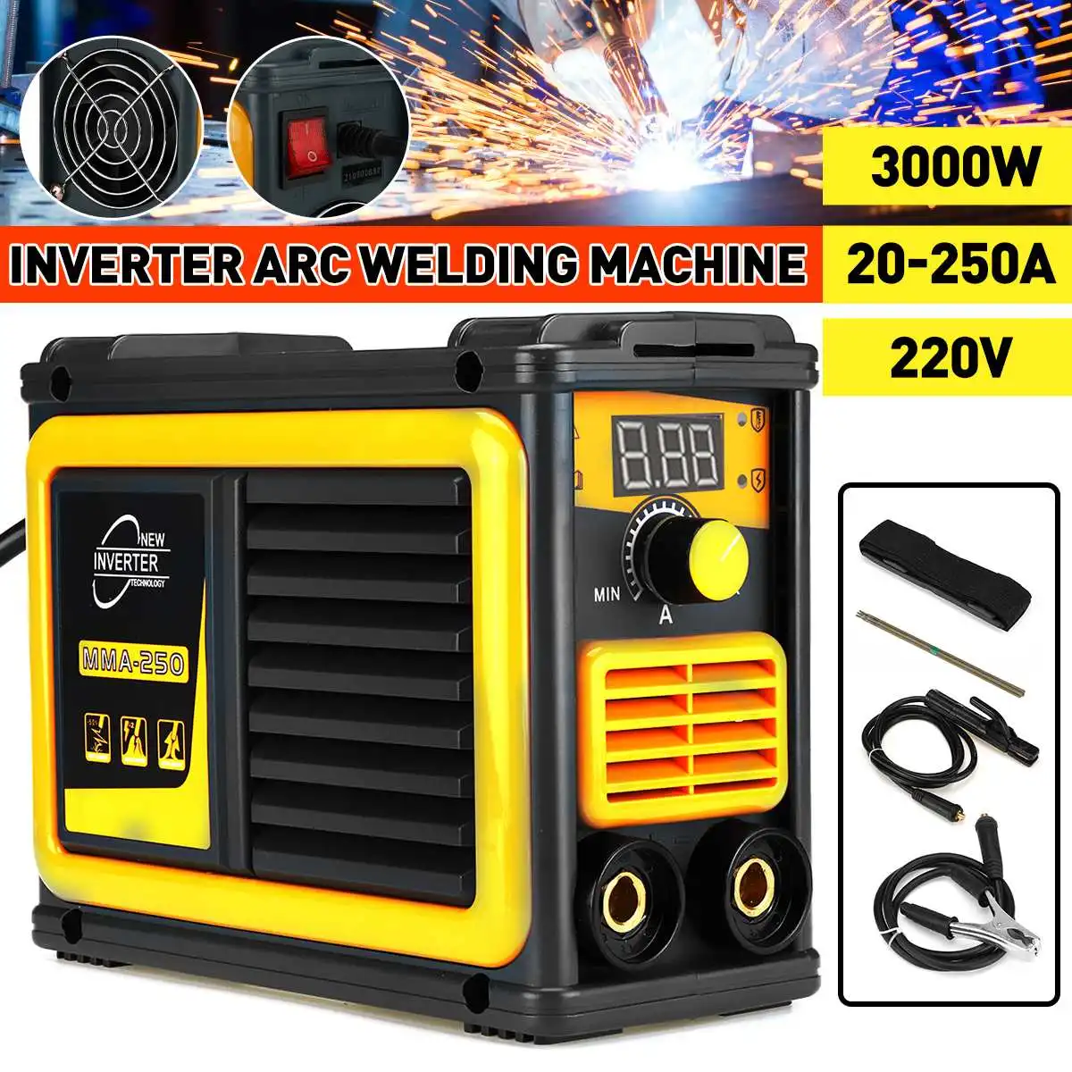 

250A 220V Inverter 3000W ARC IGBT Welding Machine Tool MMA Welder for DIY Welding Working and Electric Working EU Plug