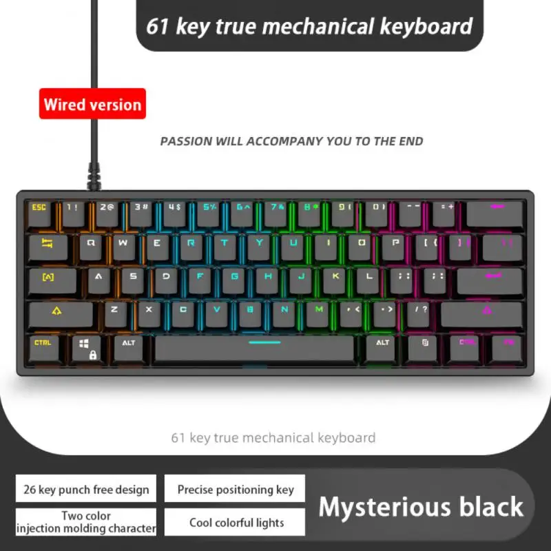 

G101 Supports Usb2.0 Usb Desktop Notebook Gaming Keyboard Blue Axis Portable Gaming Accessories 61-key Gaming Keyboards Backlit