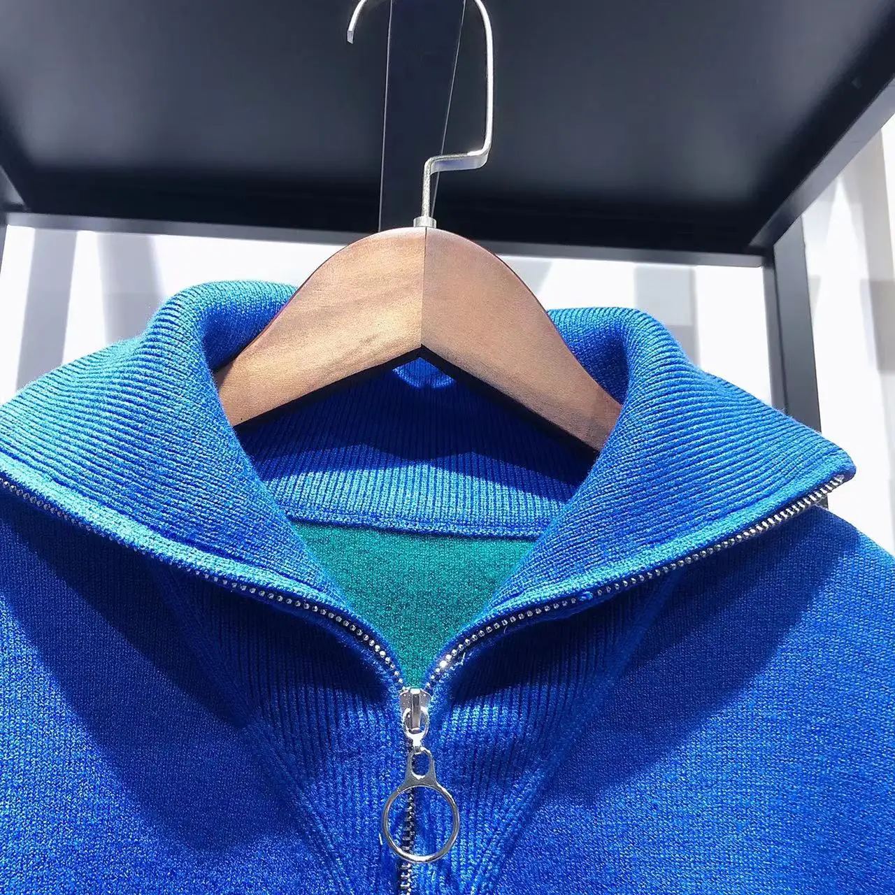 

Women Patchwork Logo Embroidery Turtleneck Knit Zipper Sweater Female All-Match Cardigan Knitwear Outwear