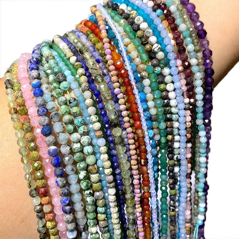 Настоящие натуральные граненые бусины из агата лазурита пренита аметиста бирюзы