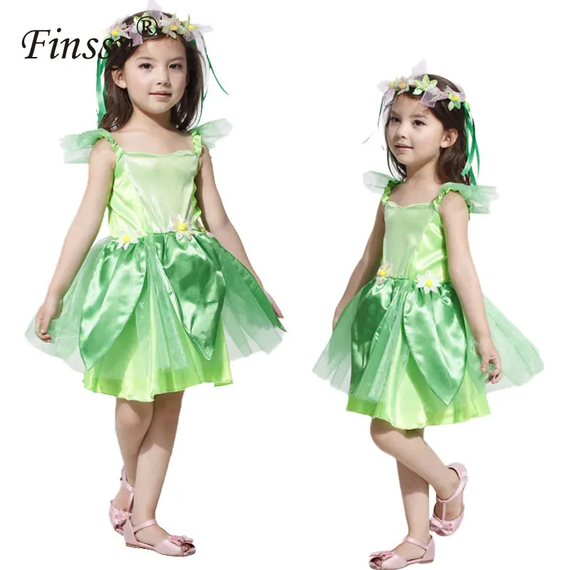 

Green fairy Tinkerbell Cosplay Costumes for Girls Christmas Dress Avenue Neverland Garden Fairy kids Costume lovely woodland