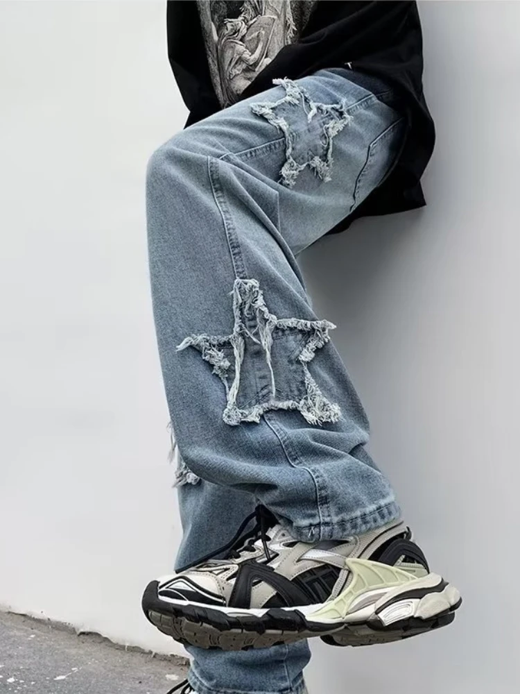 Men Jeans Wide Leg Denim Cargo jean pants Loose Straight Baggy Men's Jeans hip hop Streetwear Skateboard Neutral denim Trousers