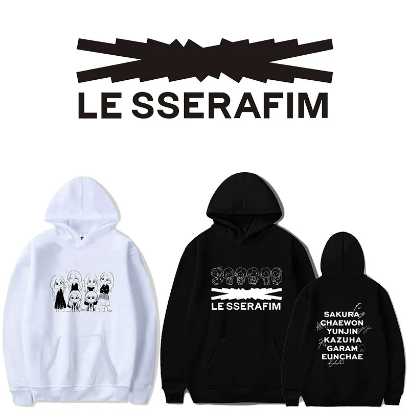 

LE SSERAFIM Hoodies Sweatshirts Kpop Autumn Winter Hoodies for Men Women