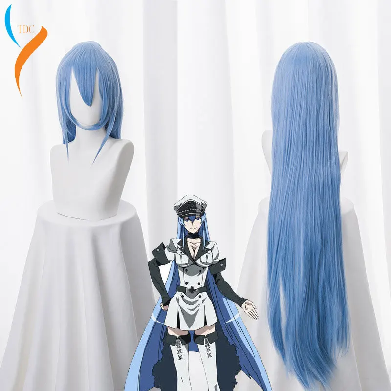 

Akame Ga KILL! Esdeath 100 см длинные прямые парики для косплея, высококачественные термостойкие синтетические искусственные волосы, голубые искусств...