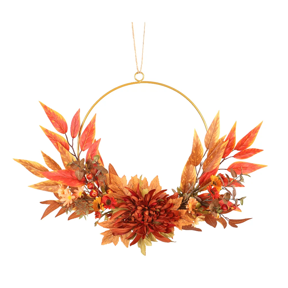 

1Pc Decorative Wreath Thanksgiving Wreath Maple Leaf Wreath Door Wreath for Decor Home