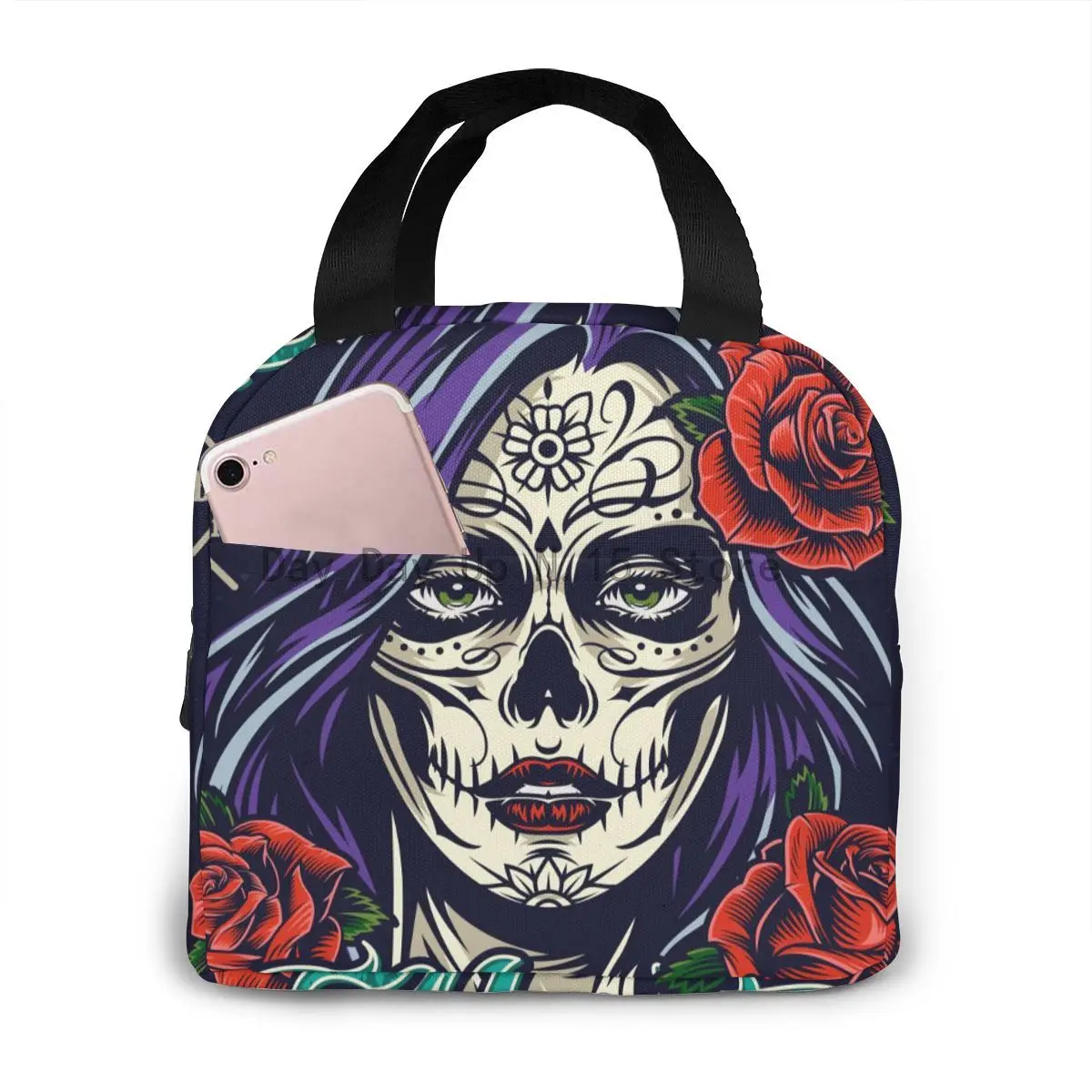 

Lunch Bag Dia De Los Muertos Thermal Insulated Lunch Box Tote Cooler Bag Bento Pouch Lunch Container Food Storage Bag