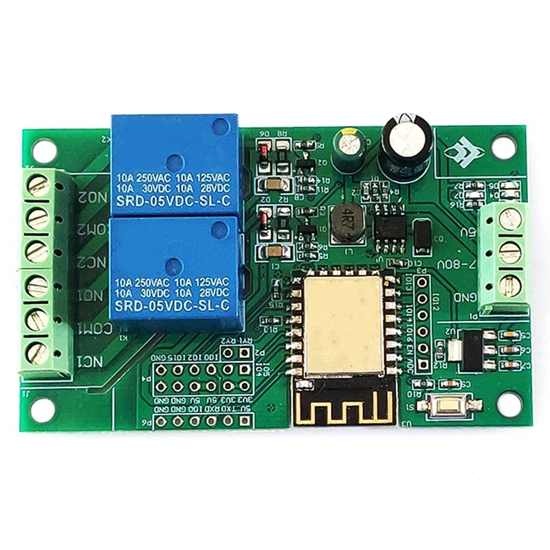 

Релейный модуль ESP8266 ESP-12F с Wi-Fi, 2-канальный 5 В/8-80 в, плата разработки релейного переключателя для ARDUINO IDE, дистанционное управление через приложение Smart Home