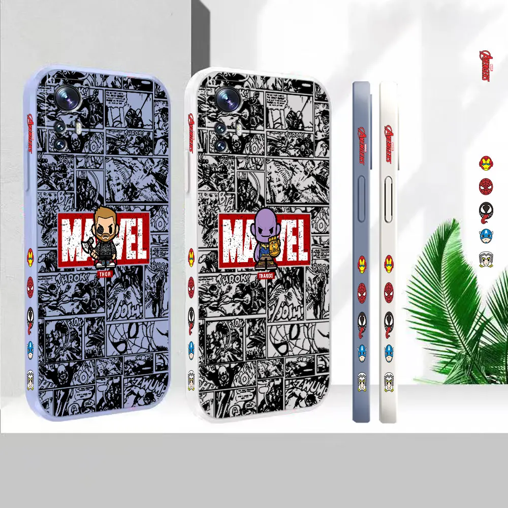 

Liquid Silicone For Xiaomi 13 12 12S 12X 11 11T 10 10S 10I 9 9SE 8 8SE Pro Ultra Lite Cover Marvel Comics Thor Thanos Case Funda