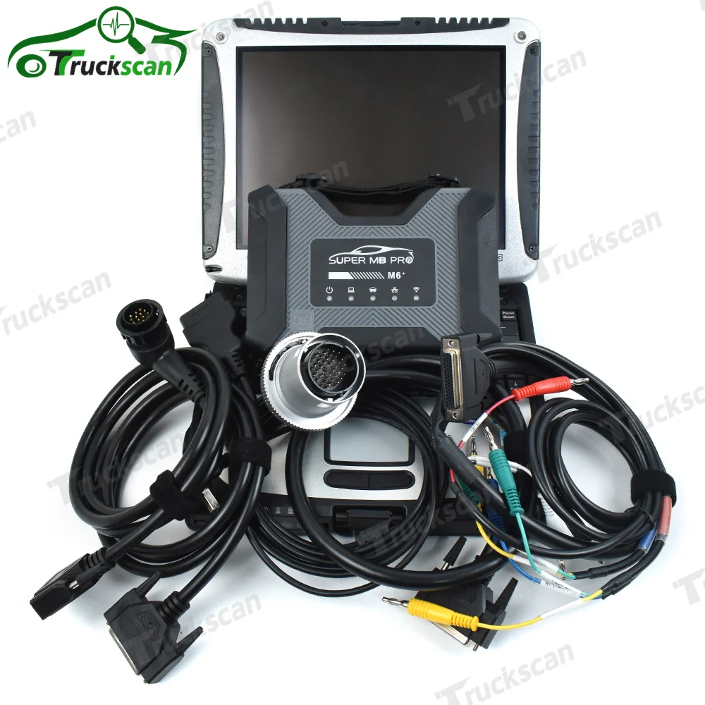 

Беспроводной диагностический инструмент SUPER MB PRO M6 + для диагностики грузовиков поддерживает дистанционное управление C-side для фото/для телефона и ноутбука CF19