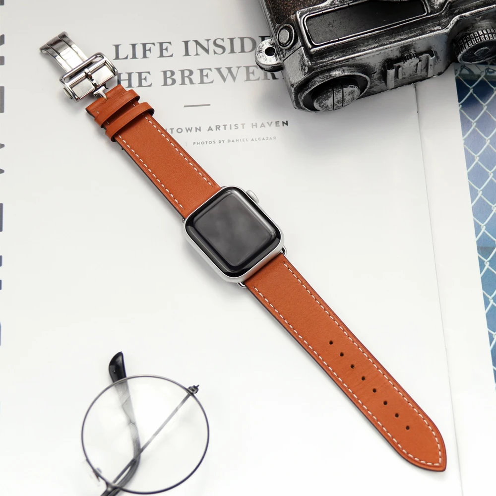 For Apple Watch Band Ultra 49mm 44 40 45 41 42 38mm Genuine Leather Correa Bracelet Apple Watch Strap 8 7 6 5 4 3 SE for iWatch