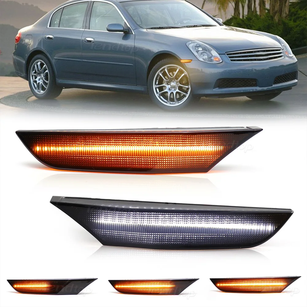 

LED Side Marker Lights Clear Lens White Front Fender Side Mark for Infiniti G35 Base /X /Sport/Journey (4-Doors) 2003-2007