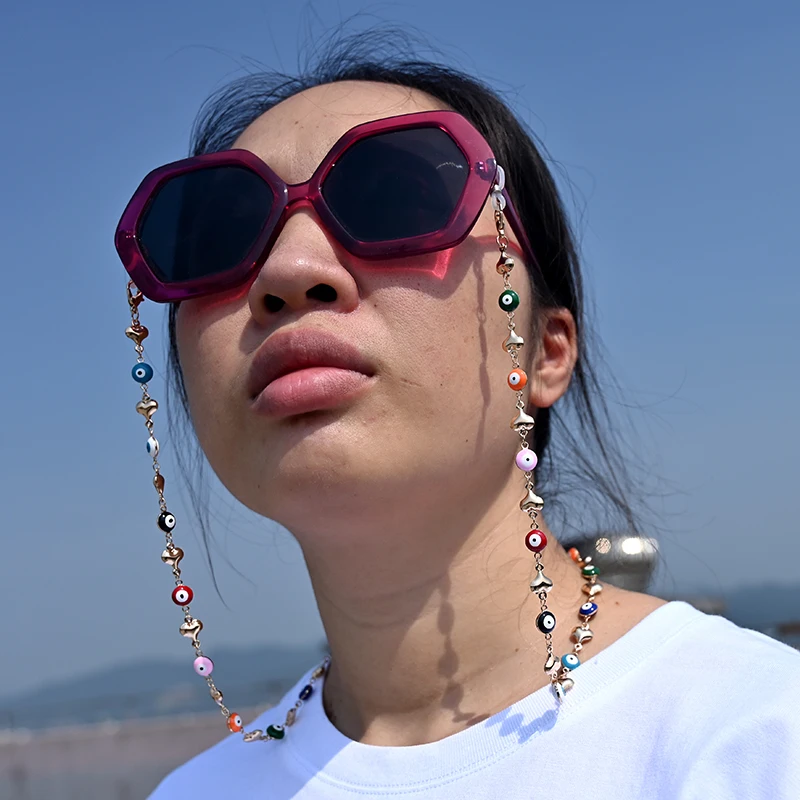 

Цепочка для солнцезащитных очков из нержавеющей стали золотого цвета, Женская цепочка для солнцезащитных очков, цепочка с подвеской в виде цветка, сердца, ремешок-держатель, ювелирные изделия