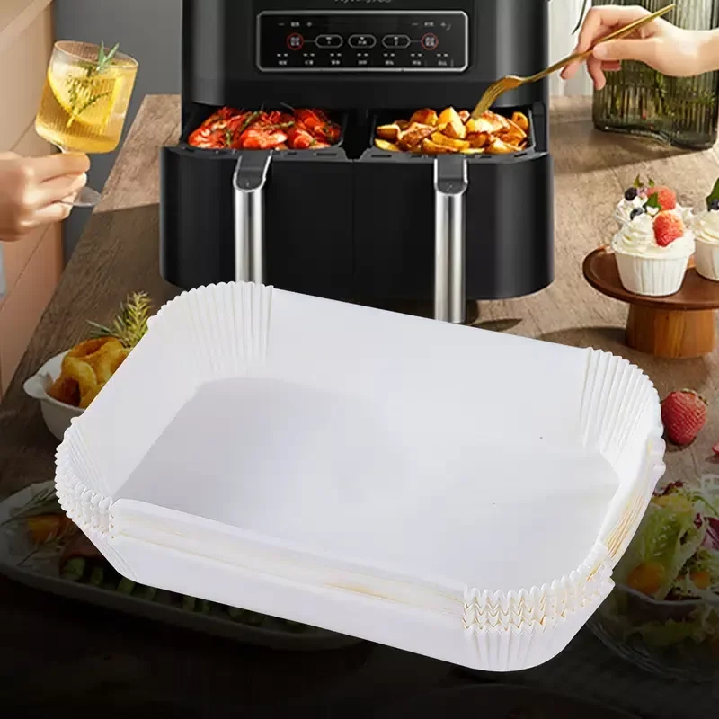 

100 шт. одноразовая бумажная фритюрница, фритюрница, маслостойкая, водонепроницаемая, бумага для выпечки пергамента для микроволновой печи