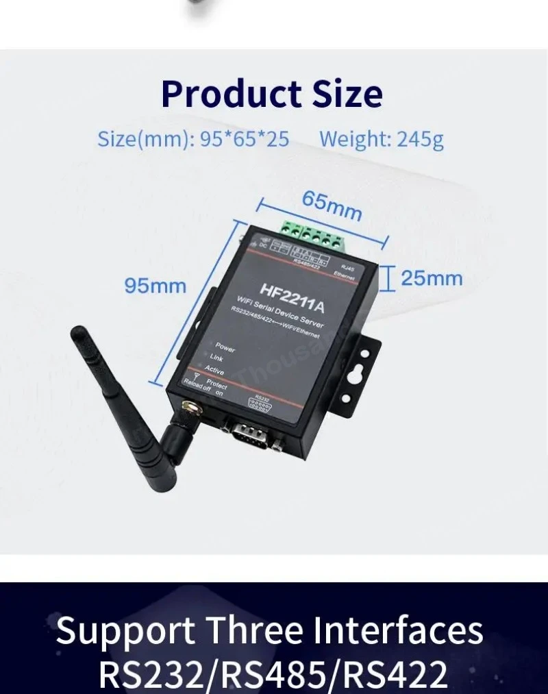 HF2211A Однопортовый последовательный сервер Wi-Fi RS485/232/422 к модулю связи Wi-Fi/Ethernet с