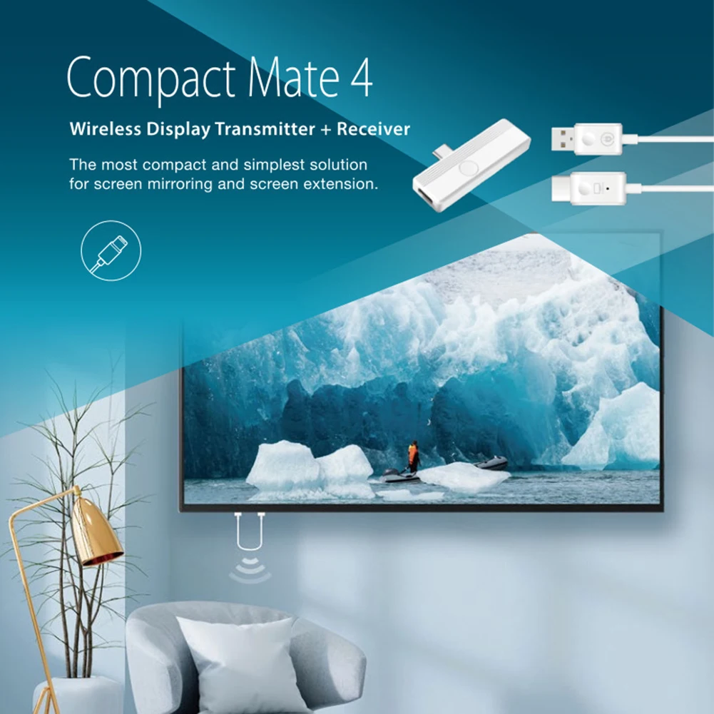 USB-C к HDMI-совместиму беспроводному кабелю-адаптера дисплея