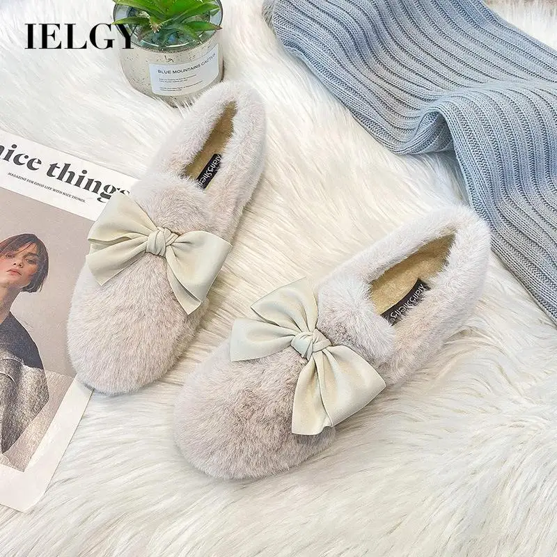 

Женская бархатная обувь на плоской подошве с бантом