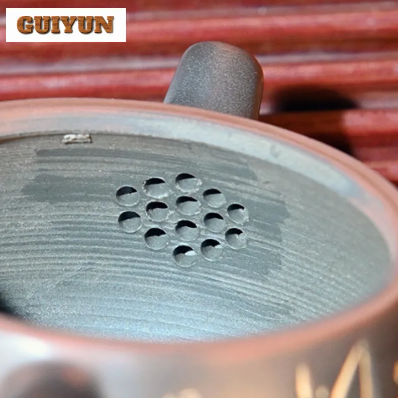 180 мл древний керамический чайник Qinzhou Nixing Master Handamde большое ведро Calibe золотой