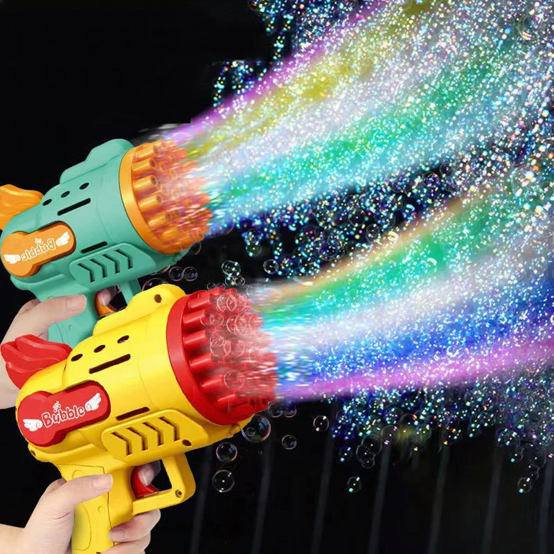 

29 Holes Automatic Bubble Gun Electric Toys Kids Cute Bubble Machine LED Auto For Baby Bath Soap With Light