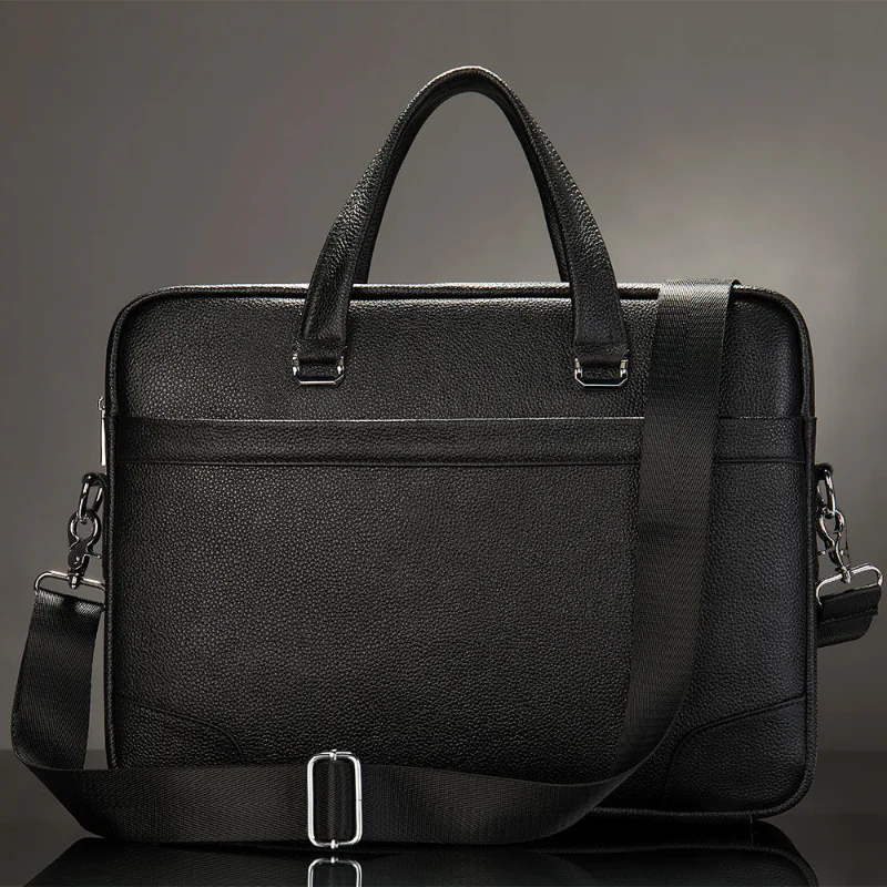 Retro Men's Bag Crazy Horse Leather Men Briefcase Laptop Bag for 14 Inch Male Business Shoulder Bags Office Doctor Bag
