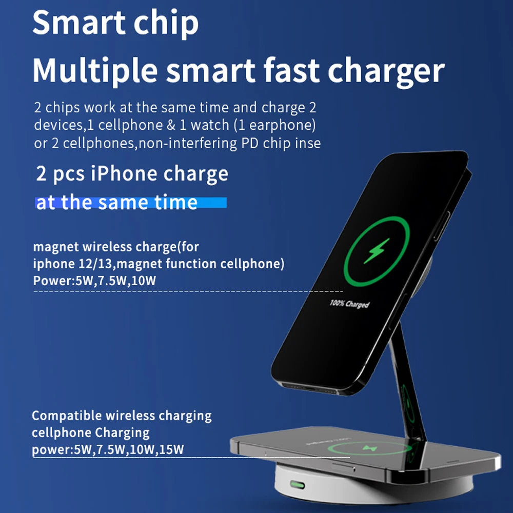 3 in 1 Qi Wireless Charger Stand For iPhone 14 13 12/11 Apple Watch 4 in 1 Charging Station for Airpods Pro iWatch With light