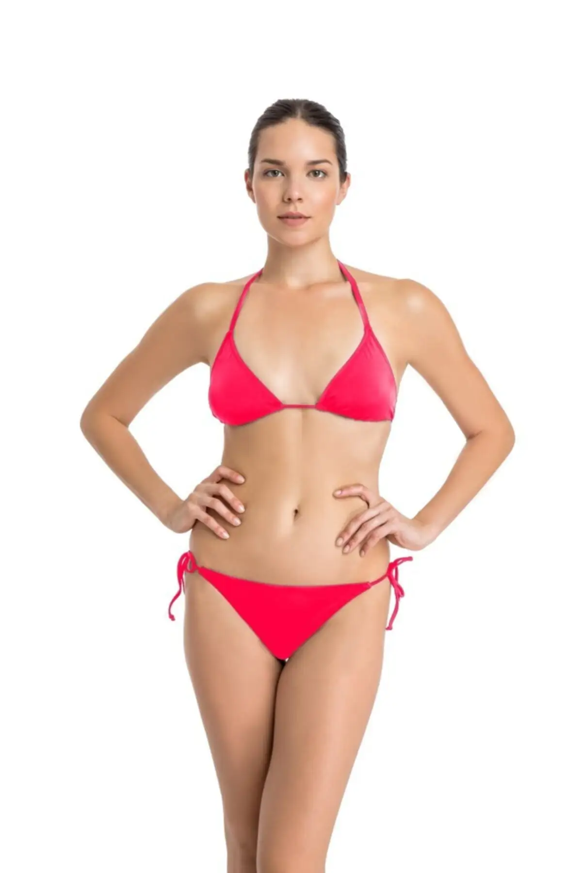 

Женское красное бикини на тонких бретельках, однотонное бикини, купальник, сексуальное бикини, новинка 2022, костюм набор пуш-ап бикини