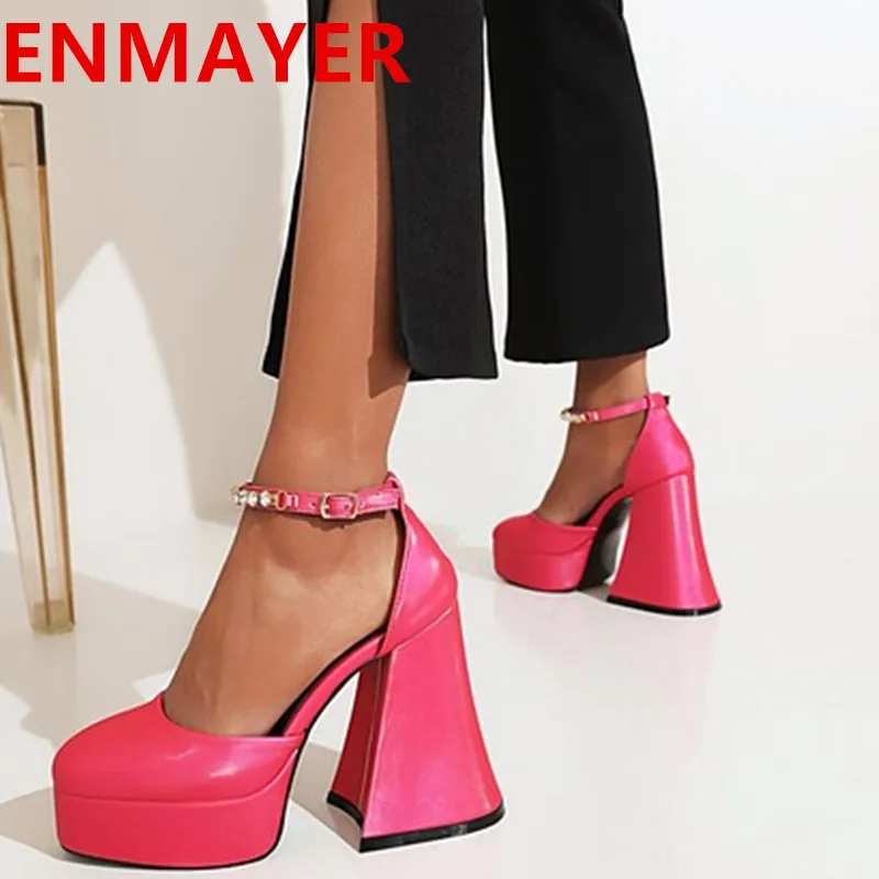 

ENMAYER The New rhinestones wedding high heel sandals 2022 platform women's summer shoes Size35-43