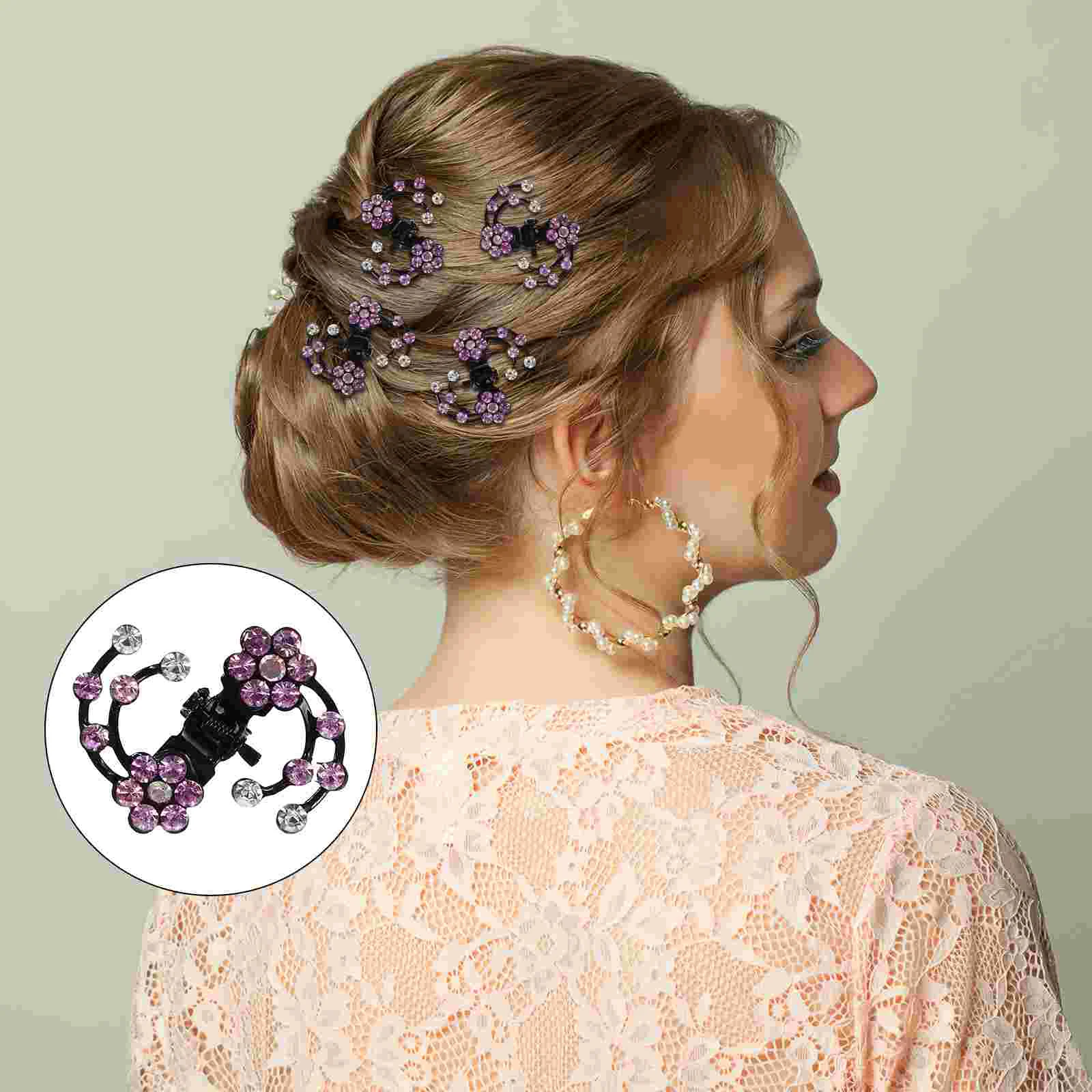 

6 Pcs Rhinestone Hair Clamp Mini Claw Clips Accessories Kids Flower Korean Version