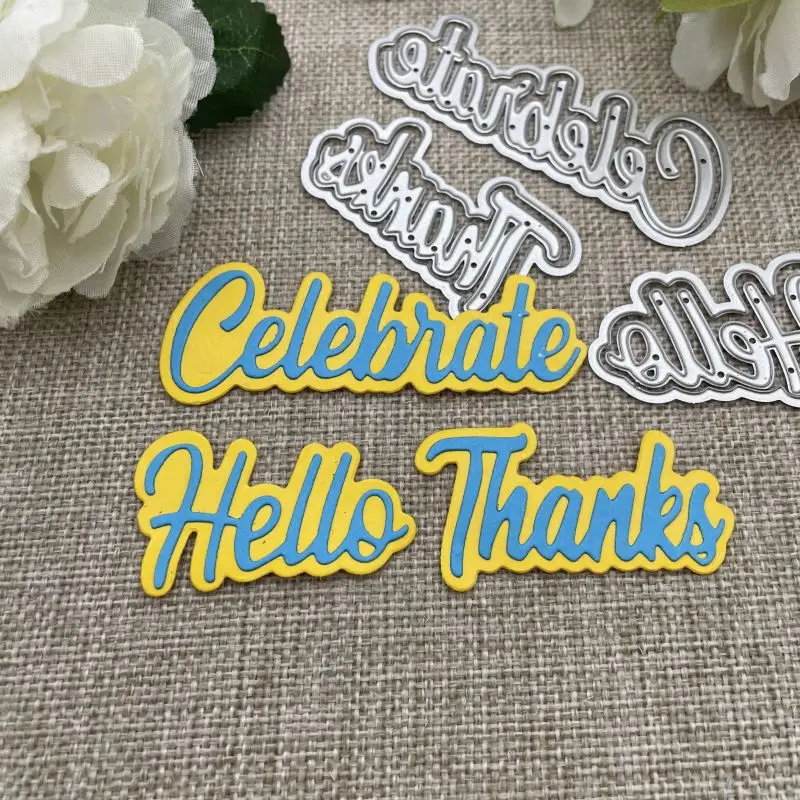 

Металлические штампы с надписью «Hello Thank», трафареты для рукоделия, скрапбукинг, декоративная ручная работа, штамповочный шаблон, форма