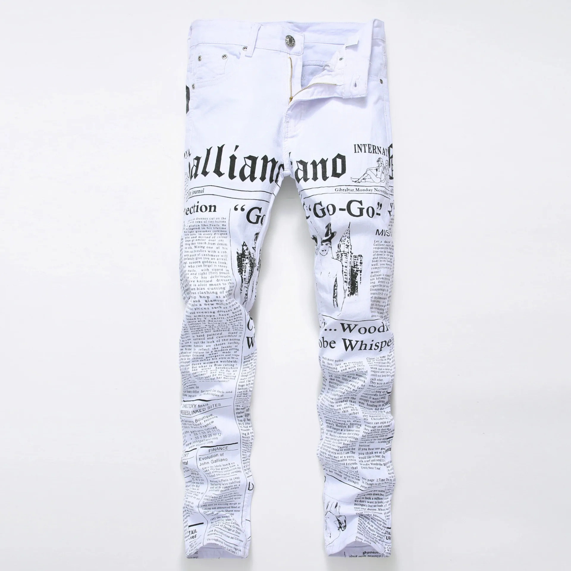 

New Dropshipping High Quality 3D Fashion Men's Printed Letter Hip Hop Biker Rap Slim Jeans Printing Sexy Men Skinny Pants Plus