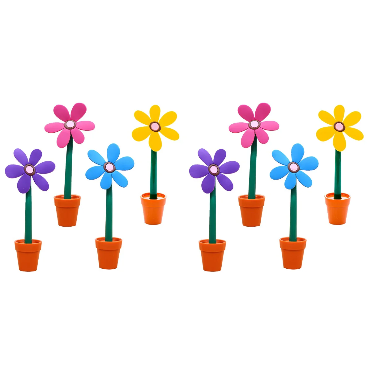 

8 pcs Sunflower Ball-point Pen Adorable Flowerpot Ballpoint Pens Stationery for Home School Office (Purple, Yellow, Rosy, Blue,