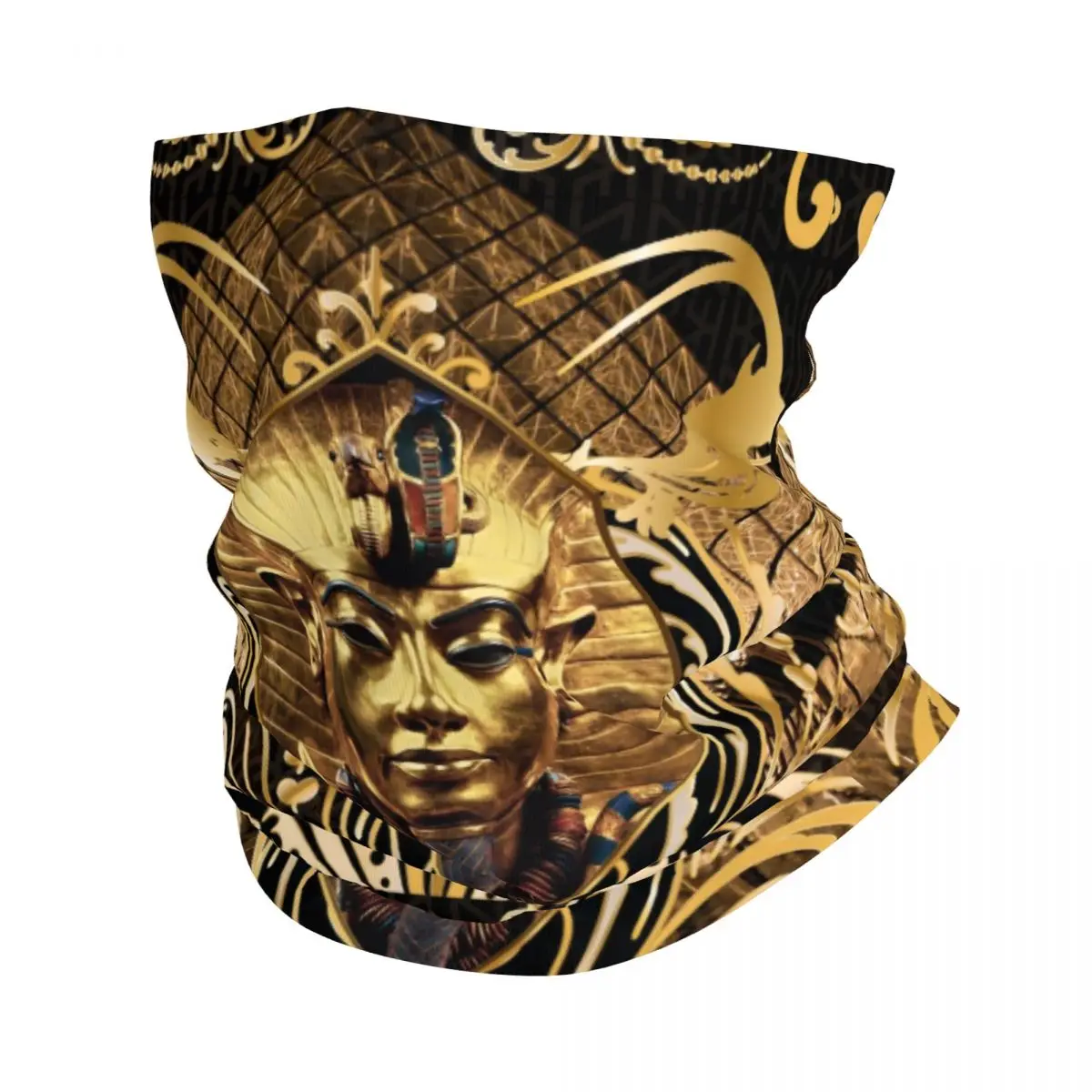 

Gold Ancient Egypt God Pharaoh King Tut Bandana Neck Gaiter Face Scarf Cover Women Men Egyptian Myth Headband Tube Balaclava
