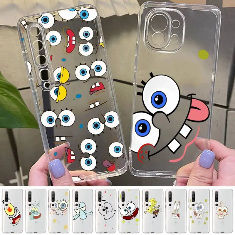 

BANDAI spongebob face Phone Case for Samsung A51 A52 A71 A12 for Redmi 7 9 9A for Huawei Honor8X 10i Clear Case