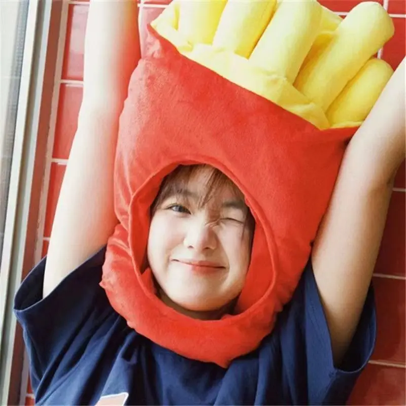 CreativeCute мультяшная короткая плюшевая шляпа фри новинка костюм платье шапка