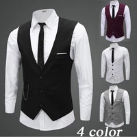 2022 mens slim fitting v neck vest 4 colors into the new british suit material non ironing solid color suit vest
