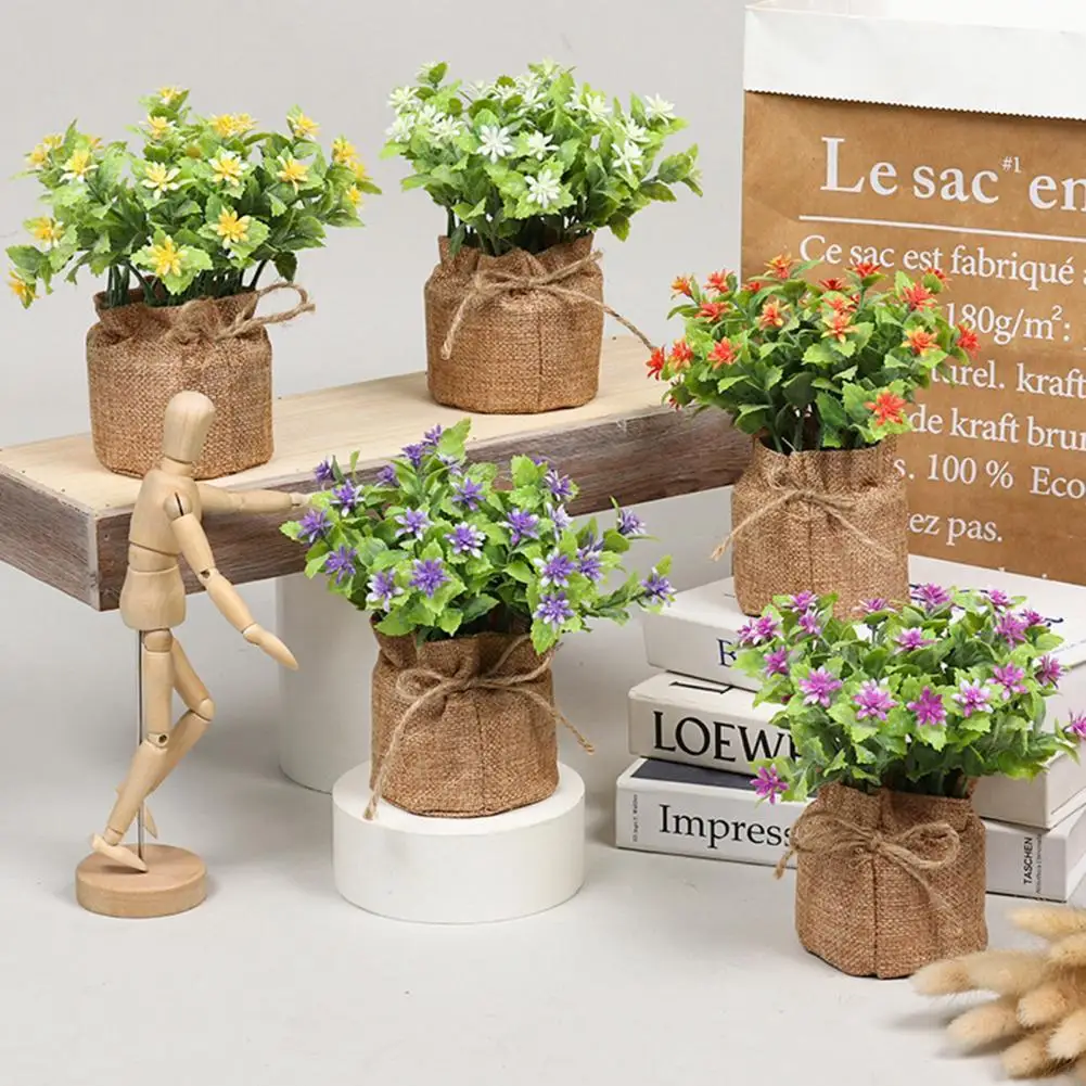 

Artificial Flowers Bonsai Pretty Lightweight Delicate for Desktop Fake Potted Plant Potted Fake Plants