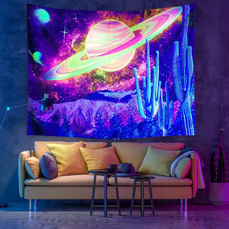 

SCboy Fluorescent UV Light Psychedelic Mandala Tapestry Tapiz Pared Home Room Decor Wall Decoration Maison Chambre Hanging
