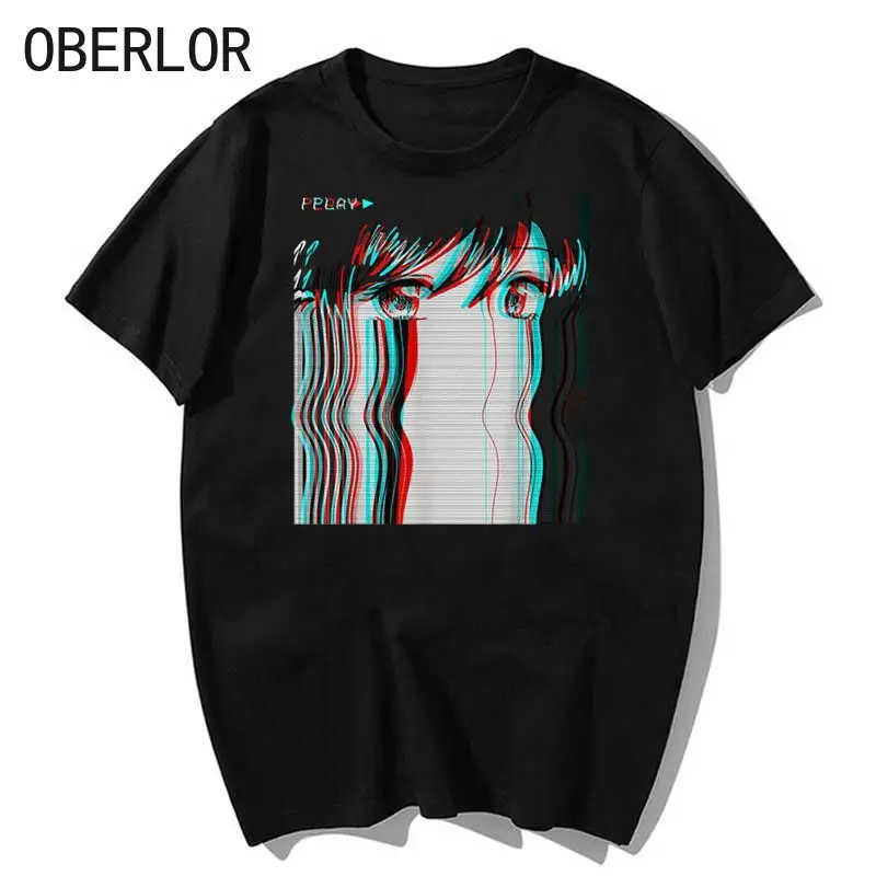 

Эстетика вапорайзер грустная аниме девушка футболка аниме мультфильм рубашка повседневная одежда Мужская модная одежда хлопковая Футболк...