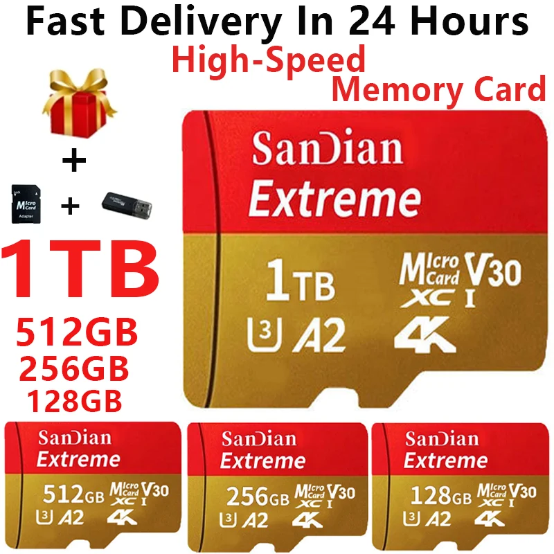 Original 1TB Flash Memory Card Micro TF/SD Card 512GB High capacity SD Card Class10 High-Speed SD Card for PC/Smartphone/Camera