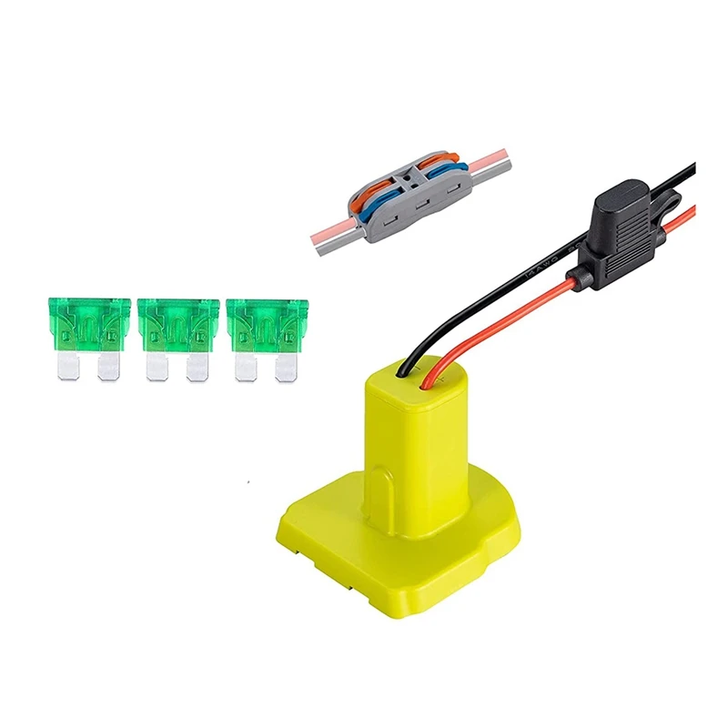 

Power Wheel Adapter for Ryobi 18V Battery with Fuse & Wire Terminals Power Connector Work with for Ryobi 18V P108 P107