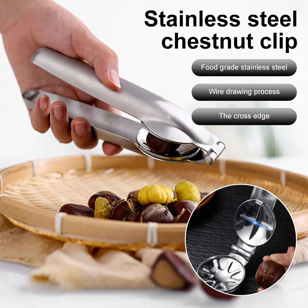

2 in 1 Quick Chestnut Clip Stainless Steel Walnut Pliers Multifunctional Nutcracker Nut Opener Cutter Sheller Kitchen Gadgets