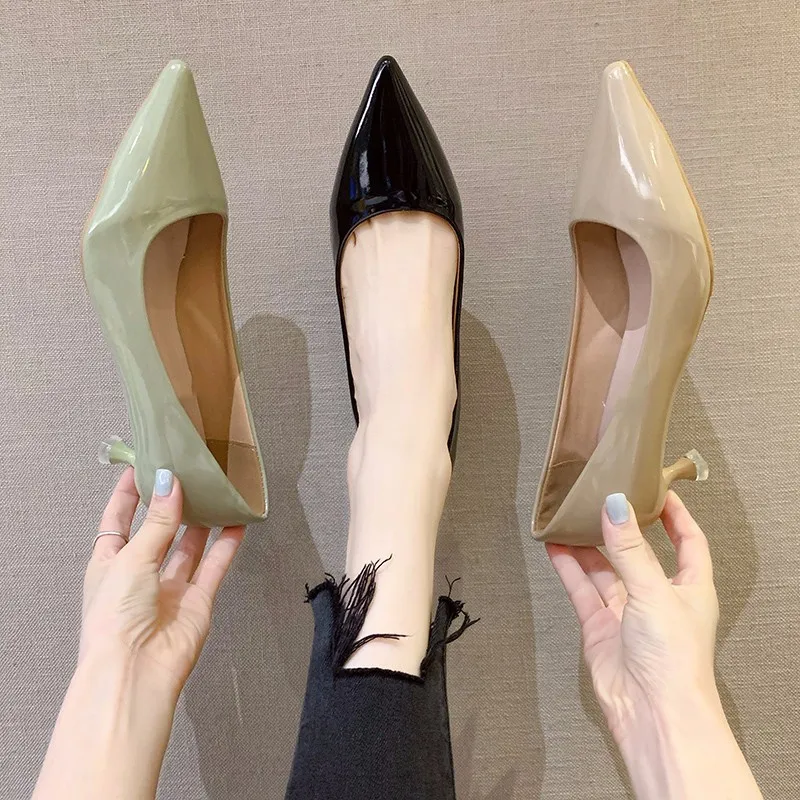 

Женские туфли с острым носком, заостренный носок, высокий каблук, элегантная пикантная модная свадебная обувь, однотонные