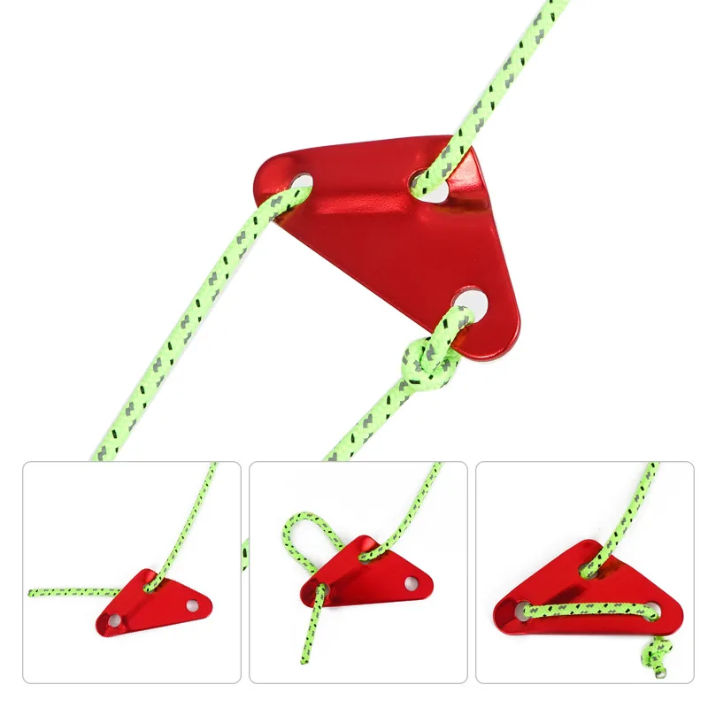 

5pcs Camping Tarp Tent Guy Rope Line Tensioner Triangle Shape with 3 Holes Guyline Adjuster Tightener Runners